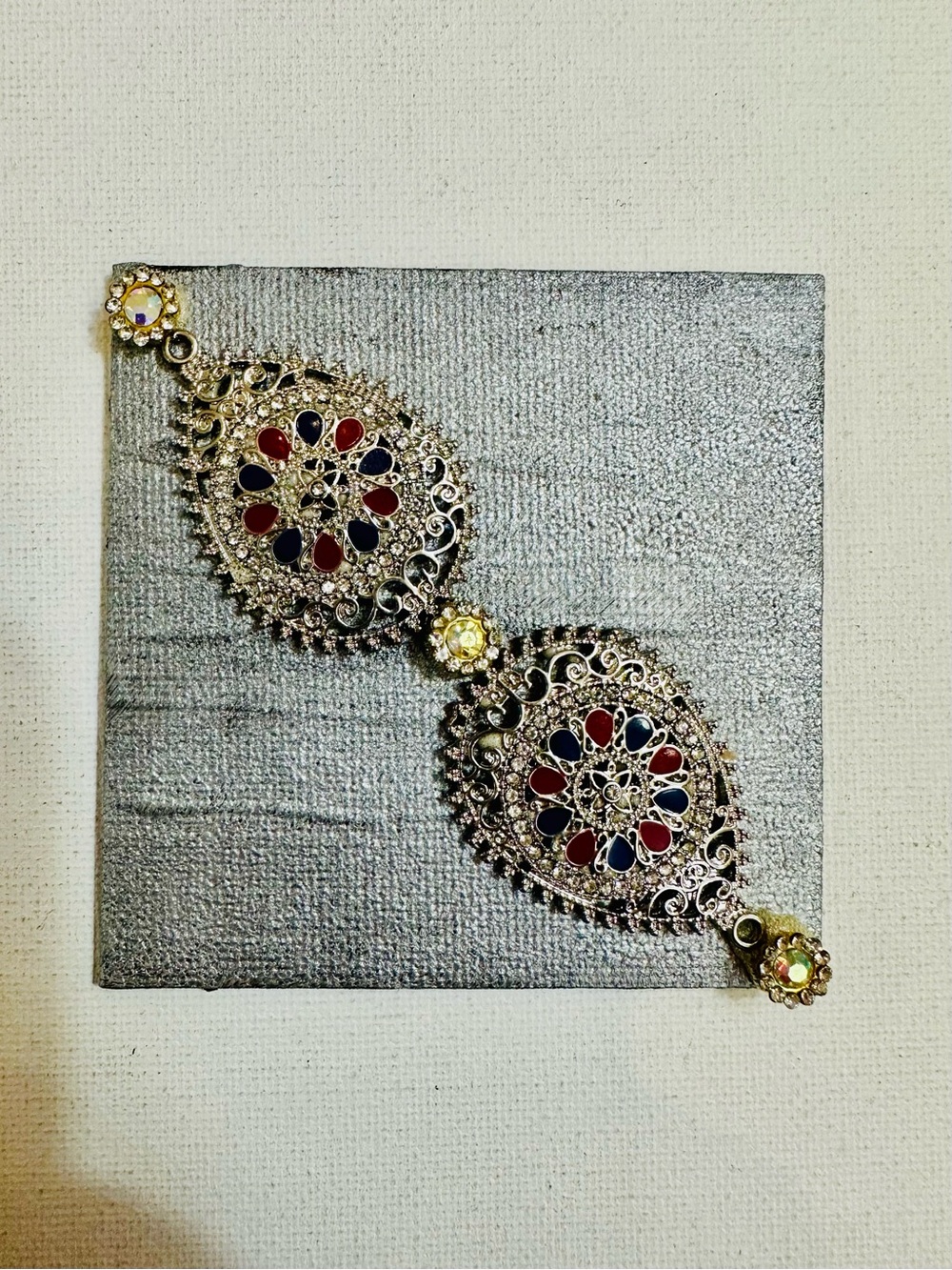 Handmade Jeweled Medallion 3x3 Mixed Media Magnet